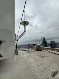 Rooftop view of The Independent Condos with mesh node install