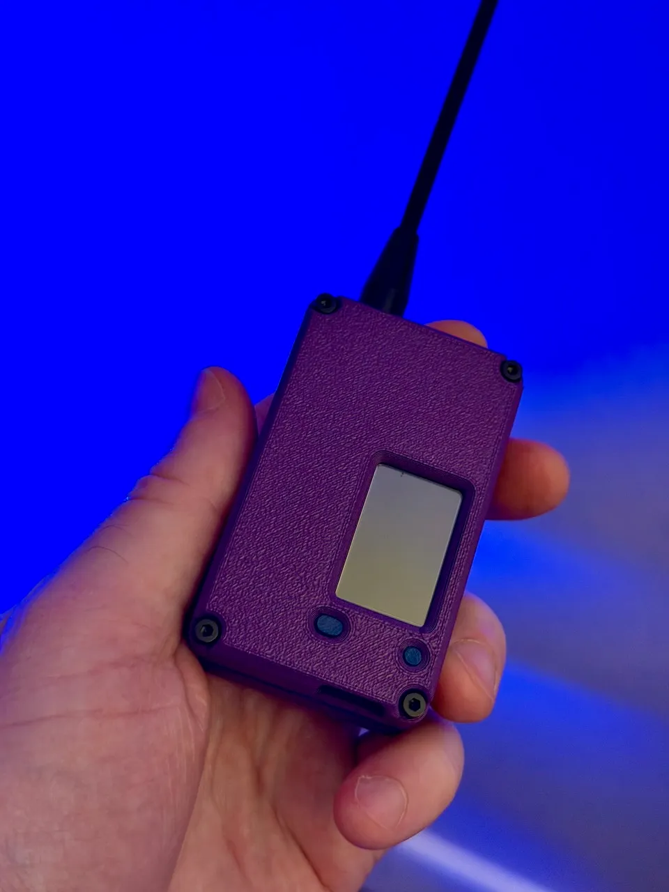 Purple case front after assembly