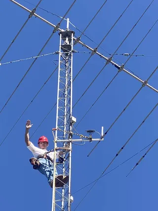 WVARC MeshCore repeater on a tower in Wimberley, Texas
